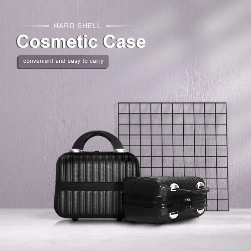 Vista 6 de Estuche de cosméticos rígido de 11 pulgadas, estuche organizador de maquillaje, bolsa organizadora pequeña y portátil de tren de maquillaje