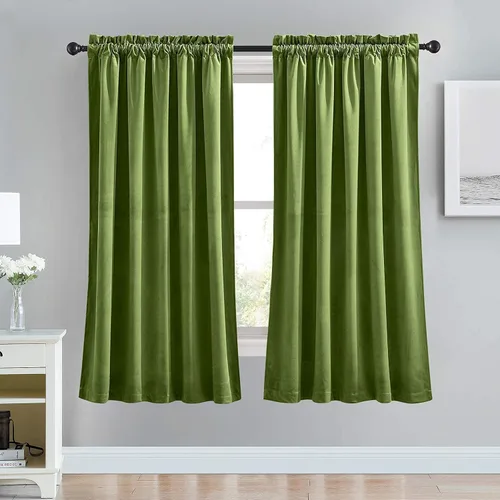 Vista 89 de RYB HOME Cortinas opacas de terciopelo para dormitorio, aislamiento térmico, privacidad, luz solar, bloqueo de calor, cortinas lujosas con bolsillo