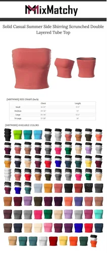 Vista 6 de MixMatchy Tops de tubo elásticos laterales fruncidos básicos para mujer