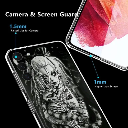 Vista 3 de Compatible con Samsung Galaxy A02S, funda protectora de TPU suave Alice de terror oscuro, a la moda, delgada, a prueba de golpes, para mujeres