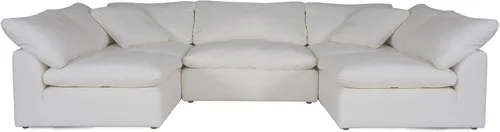 Vista 18 de Sunset Trading Contemporary Puff Collection - Sofá modular con relleno de plumón profundo, 5 piezas, a prueba de manchas, resistente al agua, marrón