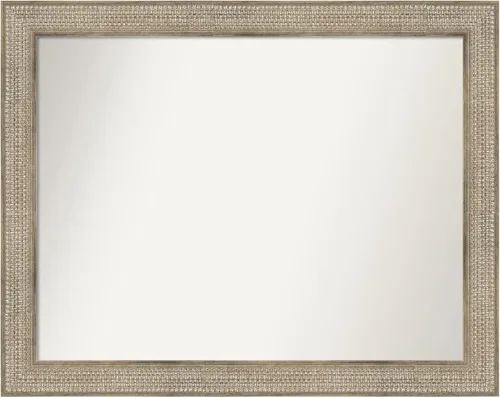 Vista 265 de Amanti Art Espejo de baño plateado para sobre fregadero, 26 x 26 pulgadas, espejo cuadrado de níquel pulido, marco de madera tradicional mediano, se