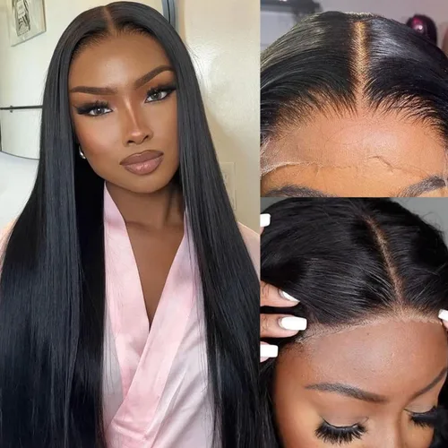 Vista 14 de Pelucas de cabello humano de 28 pulgadas con encaje frontal de color marrón rojizo de 5 x 5, pelucas de cierre de encaje HD para mujeres negras