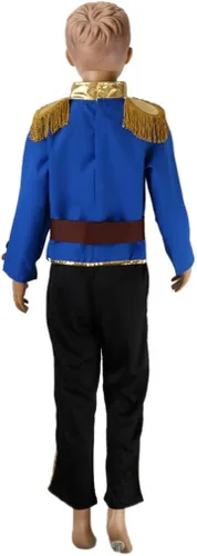 Vista 4 de FREE BEAUTY Blue Boys Prince Charming Costume-Kids Halloween Christmas Party Cosplay Prince Costumes with Belt