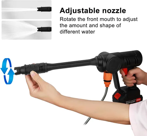 Vista 2 de Lavadora eléctrica inalámbrica, lavadora eléctrica inalámbrica portátil de 21 V, 725 PSI, lavadora a presión a batería con boquilla ajustable, 2