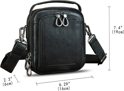 Vista 5 de IVTG Bolso de mensajero de cuero genuino para hombre, bolso bandolera pequeño, bolso cruzado para el trabajo, negocios