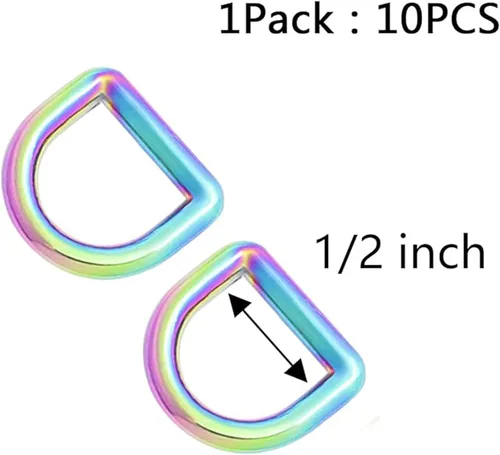 Vista 2 de Ganchos giratorios de metal arcoíris con anillos en D arcoíris y hebillas deslizantes para bolso de arco iris Tri-Glides