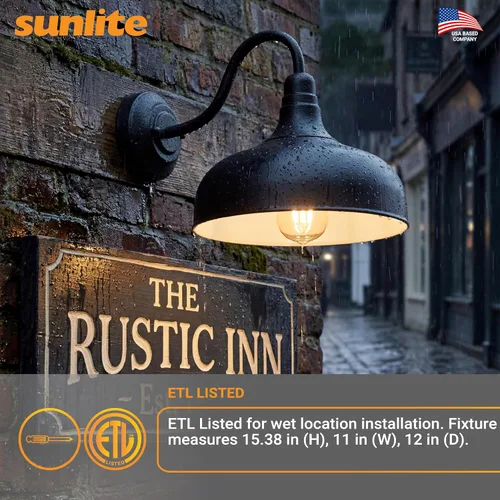 Vista 8 de Sunlite 81315-SU - Lámpara LED de cuello de cisne rústica, 30 vatios, 120 voltios, regulable, 700 lúmenes, vida útil de 50,000 horas, exterior