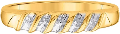 Vista 3 de Juego de 3 anillos de compromiso de matrimonio a juego de 3 anillos de compromiso para hombres y mujeres de dos tonos amarillo y blanco de 10