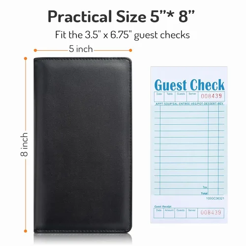 Vista 5 de Forvencer - Libreta para servidor, 2 bolsillos con cremallera, libros para camarera Waitress Book for Servers, Fits Waitress Apron, Guest Book