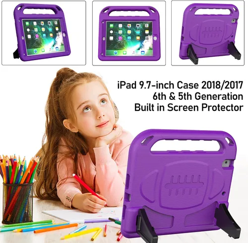 Vista 7 de LTROP Funda infantil para iPad de 6ª y 5ª generación, funda para iPad de 9.7 pulgadas 2018/2017, iPad Air 2 para niños, protector de pantalla