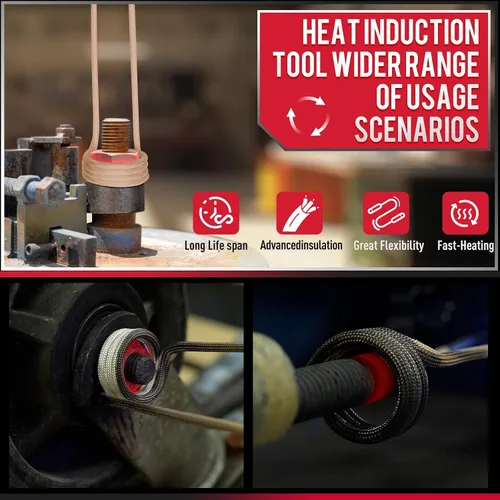 Vista 7 de Calentador de inducción de 1300 W 110 V, extracción de pernos, herramienta de calentador de inducción magnética de mano con 5 bobinas