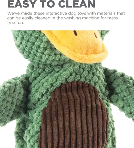 Vista 8 de Outward Hound Scrunch Bunch Duck Juguete Interactivo de Peluche con Sonido para Tirar para Perros Pato de racimo Scrunch