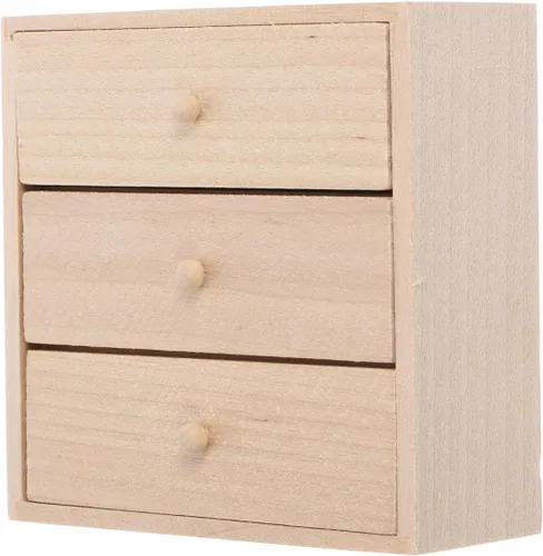 Vista 6 de Toyvian Mini gabinete de casa de muñecas, 1 12 escala, gabinete de almacenamiento en miniatura de madera con 3 cajones para casa de muñecas