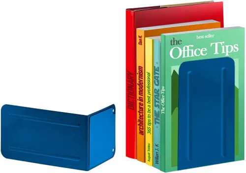 Vista 8 de Acrimet Sujetalibros para estantes, soporte antideslizante para libros, tapón resistente para libros, almacenamiento de extremos de libros de metal