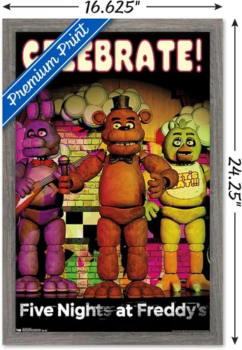 Vista 3 de Trends International Póster de pared de Five Nights at Freddy's - Celebrar la pared, 14.725 x 22.375 pulgadas, versión enmarcada de madera