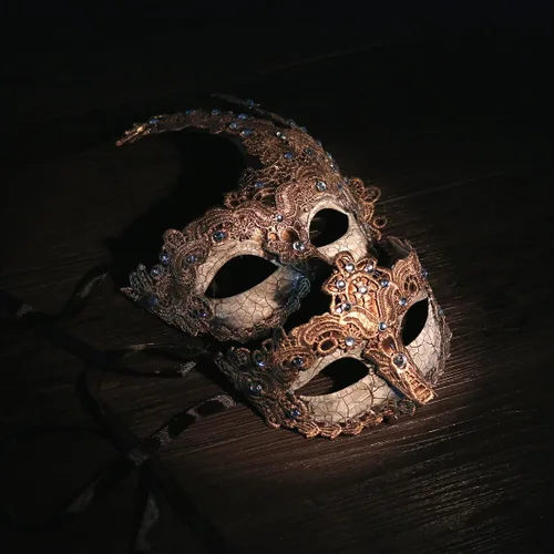 Vista 5 de YU FENG 2 máscaras venecianas para fiesta de baile de máscaras, disfraces, accesorios de fiesta