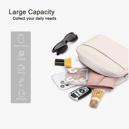 Vista 5 de Bolsos cruzados para mujer, elegante bolso de hombro con correa de guitarra ancha, bolso cruzado casual para cámara, bolso cruzado de cuero