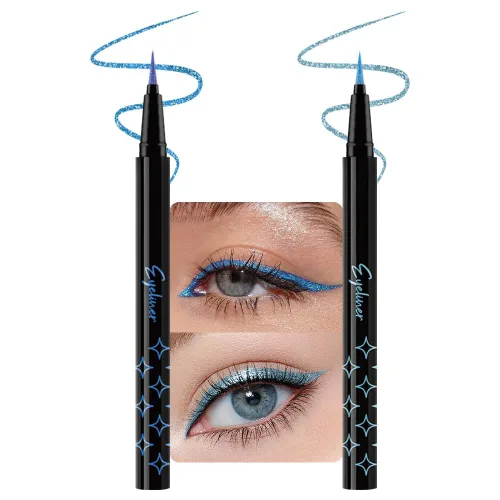 Vista 11 de evpct Delineador de ojos líquido cromático dúo, con purpurina de bronceador rosa, destello metálico brillante, sombra de ojos en lápiz, cambio