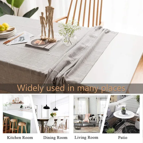Vista 5 de Cotton Linen Striped Tablecloth/Tablecloth with Tassel Grey Rectangle/Oblong 140 x 178 cm