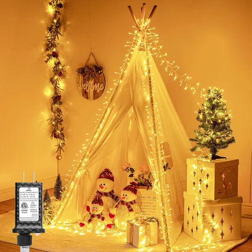 Vista 9 de Minetom Tira de luces de Navidad rosa y blanca, 25 pies, 500 luces LED para exteriores, impermeable, para dormitorio, patio, tapicería, patio