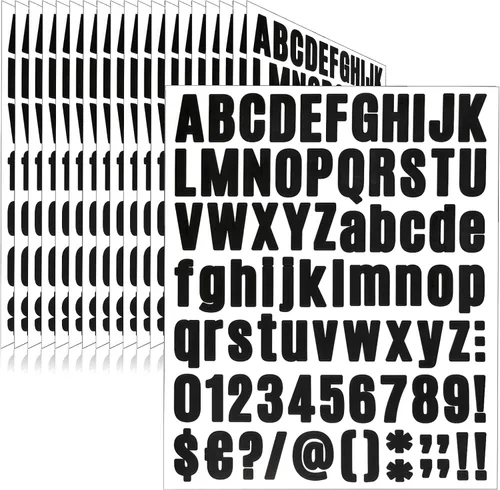 Vista 45 de 1550 piezas de 10 hojas de calcomanías de letras, calcomanías de números y alfabeto de buzón de vinilo, calcomanías autoadhesivas impermeables