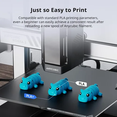 Vista 5 de ANYCUBIC Filamento PLA Plus (PLA+), paquete de filamento para impresora 3D de 0.069 in, alta dureza, precisión dimensional +/- 0.001 in, impresión