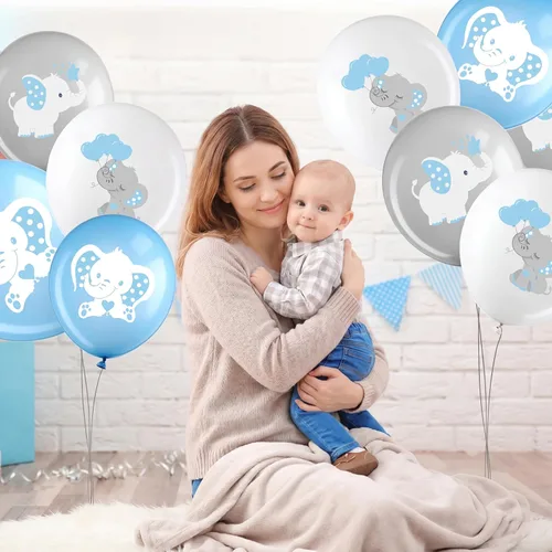 Vista 5 de Aoriher 45 globos de elefante de 12 pulgadas, globo de elefante para baby shower, para bebés, niños y niñas, revelación de género, suministros