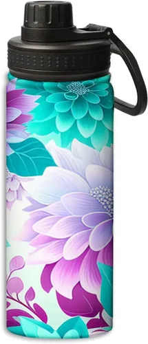 Vista 27 de Botellas de agua aisladas de 18 onzas, con estampado de mal de ojo, botella de agua deportiva aislada de doble pared a prueba de fugas, taza térmica