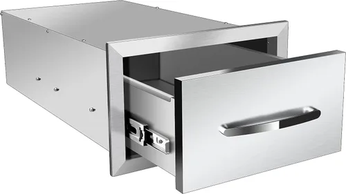 Vista 12 de Cajones de cocina para exteriores, cajones de acceso dobles para barbacoa con mango de acero inoxidable, cajones de isla para cocinas al aire libre