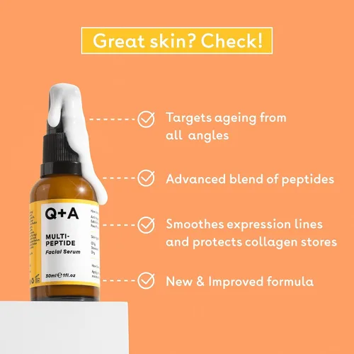 Vista 8 de Q+A Suero multipéptido (1.0 fl oz), suero facial antienvejecimiento con polipéptido, sin fragancia, suaviza las arrugas, mejora el tono