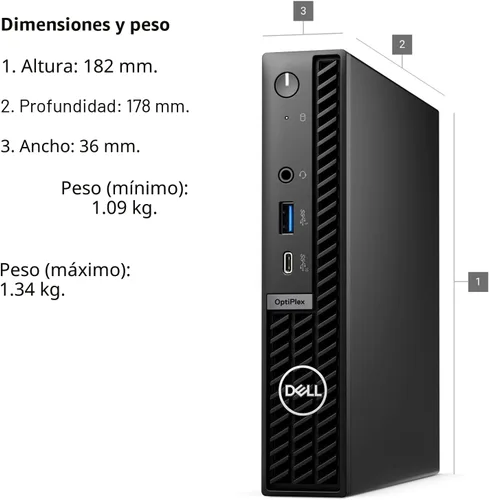 Vista 5 de Dell Mini computadora de escritorio OptiPlex 2026 de 16 GB DDR5 RAM, SSD Negro oscuro