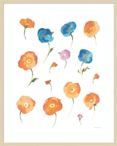 Vista 6 de Amanti Art Framed Wall Art Print 24x20 Retro Flowers II by Danhui Nai, Flowers Wall Art, Modern Contemporary Decor, Small Poster Painting Artwork