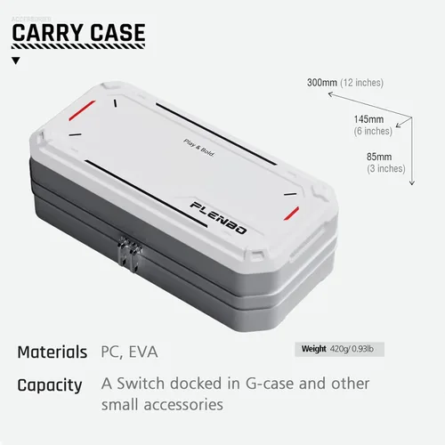 Vista 4 de Plenbo Carrying Case for G-case, Nintendo Switch & Switch OLED, Medium Size, Portable Protective Hard Shell Travel Carry Handbag, White