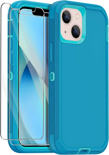 Vista 12 de Funda para iPhone 13 Mini con 2 protectores de pantalla, protección contra caídas a prueba de golpes, cuerpo completo, resistente, 3 capas, militar