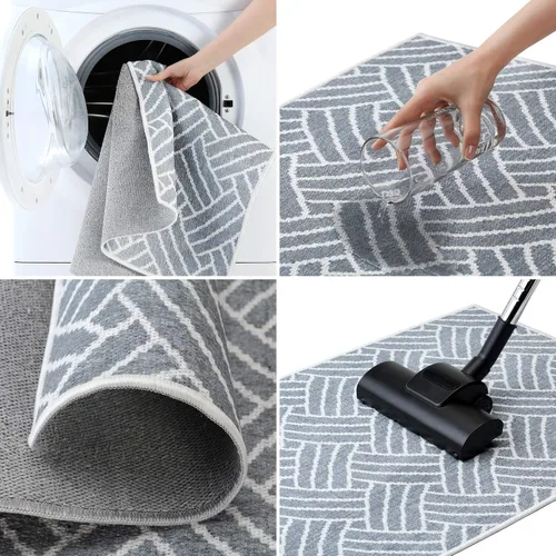 Vista 6 de SUSSEXHOME Floral Collection - Alfombra de pelo bajo resistente de 2 x 3 pies, alfombra ultrafina y antideslizante, alfombra de interior de algodón