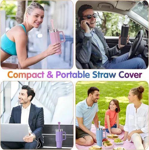 Vista 5 de 4 fundas de popote para vaso Stanley de 30 y 40 onzas, 0.4 pulgadas, silicona de estilo largo, con forma de nube, accesorios para tazas, protector a