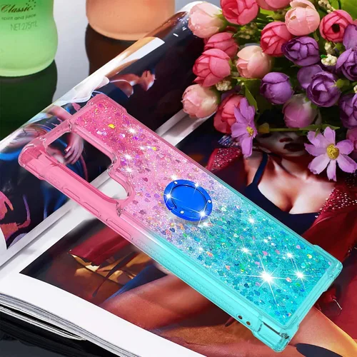 Vista 7 de Funda para Samsung Galaxy S22 Ultra, Gradient Quicksand Series Glitter Bling Flowing Liquid Flotante TPU Bumper Cushion Reforzado Corners Women