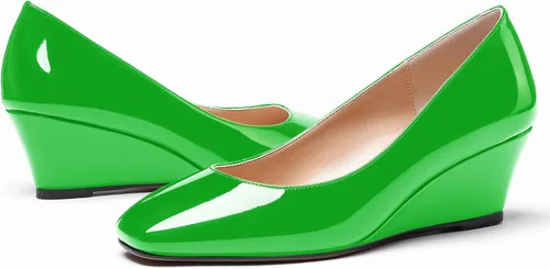 Vista 6 de WAYDERNS Zapatos de tacón bajo con punta cuadrada de charol para mujer, 2 pulgadas