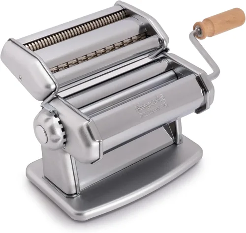 Vista 10 de Máquina para hacer pasta Imperia - 100% fabricada en Italia, construcción de acero resistente, dial de bloqueo fácil, mango de agarre de madera