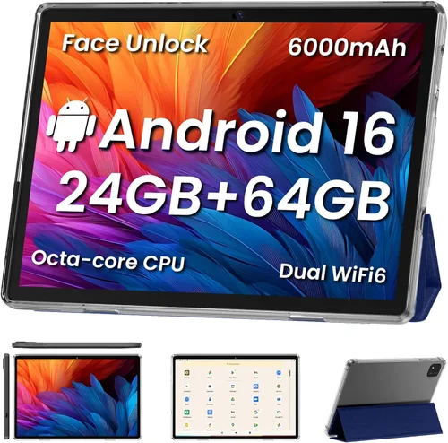 Vista 7 de COLORROOM Tablet Android16, tabletas de 10 pulgadas, CPU Octa Core, 24GB+64GB+512GB de expansión, batería de 6000 mAh+carga rápida de 18 W, WiFi