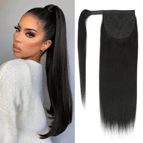 Vista 19 de Extensiones de cola de caballo con correa de cabello humano rizado, 100% cabello brasileño sin procesar, cola de caballo, pasta mágica con clip
