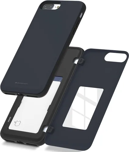 Vista 25 de GOOSPERY Funda para iPhone 8 Plus, iPhone 7 Plus con tarjetero y protector de doble capa, color negro