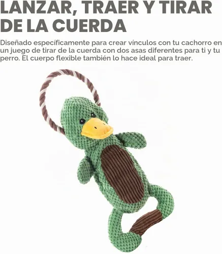 Vista 6 de Outward Hound Scrunch Bunch Duck Juguete Interactivo de Peluche con Sonido para Tirar para Perros Pato de racimo Scrunch