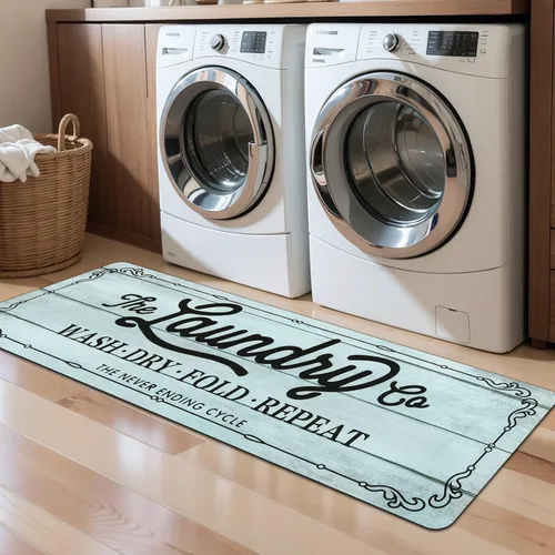 Vista 13 de Pauwer - Alfombra de cocina estilo granja, 20"X48", beige, antideslizante, lavable, hecha a máquina Goma, lavable, duradero, fácil de limpiar
