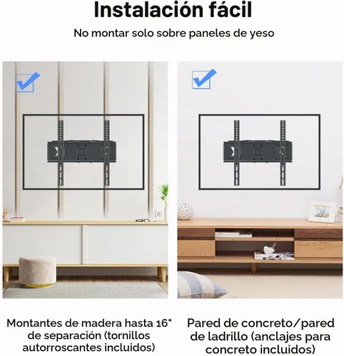 Vista 3 de Suptek Soporte de pared para TV de movimiento completo para televisores de 32 a 60 pulgadas, soporte ajustable giratorio e inclinable, brazos