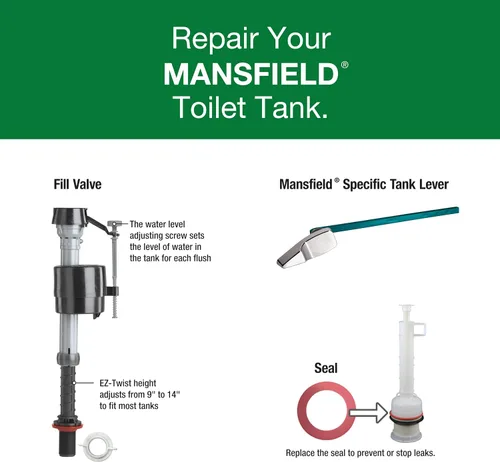 Vista 6 de Fluidmaster K-400A-023 Kit de reparación de válvula de llenado de inodoro y sello de válvula de descarga Mansfield