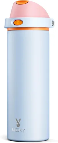 Vista 17 de Botella de agua de 24 onzas para el día de San Valentín: Botella de agua de acero inoxidable Meoky con popote y tapa de boquilla, a prueba de fugas
