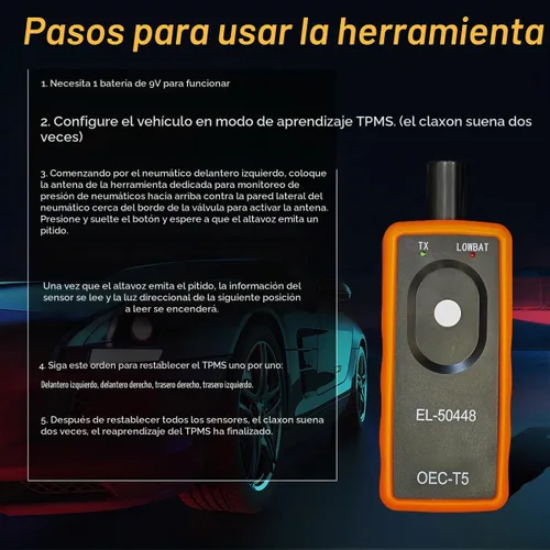Vista 5 de Bittwee EL-50448 TPMS Herramienta de reaprendizaje, entrenamiento de programación de sistemas automáticos, OEC-T5 para la mayoría de los vehículos