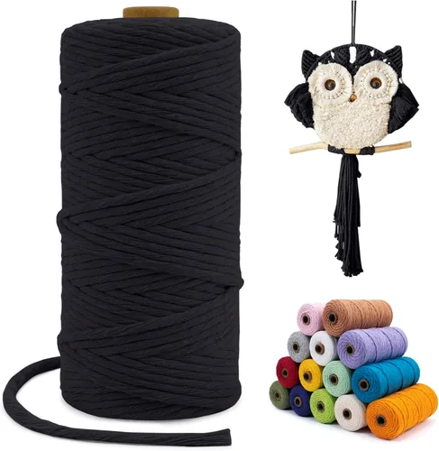 Vista 16 de Cuerda de macramé de una sola hebra de 0.197 in x 110 yardas, cuerda de macramé de algodón natural de 0.197 in, cuerda de algodón grueso para colgar
